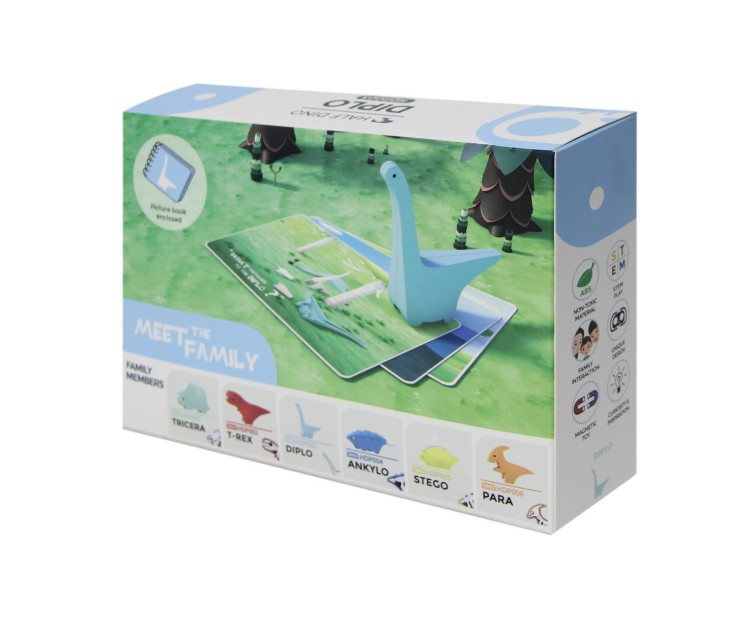 Diplodok - układanka magnetyczna 3D z książeczką - dinozaur Halftoys 5