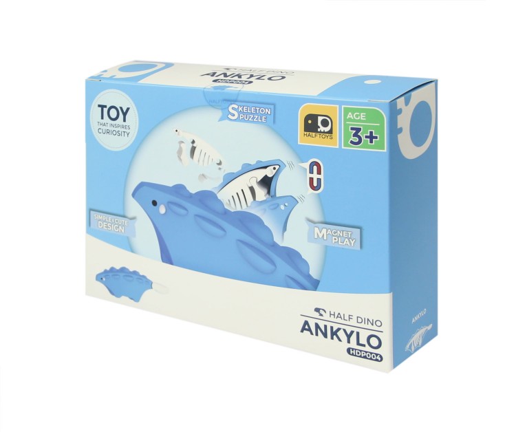 Ankylozaur - układanka magnetyczna 3D z książeczką - dinozaur Halftoys 1