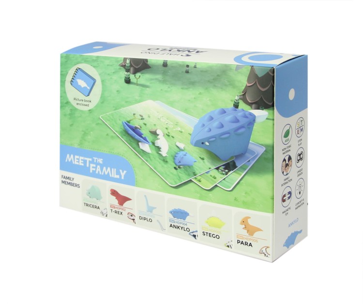 Ankylozaur - układanka magnetyczna 3D z książeczką - dinozaur Halftoys 3
