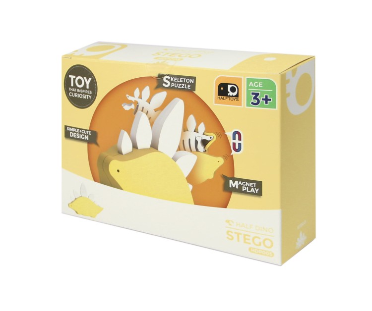 Stegozaur - układanka magnetyczna 3D z książeczką - dinozaur Halftoys 1