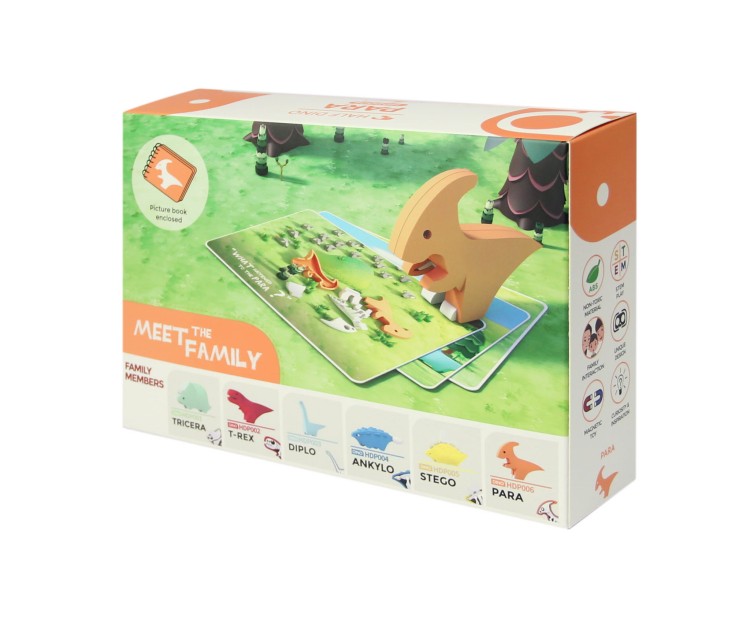 Parazaurolof - układanka magnetyczna 3D z książeczką - dinozaur Halftoys 3