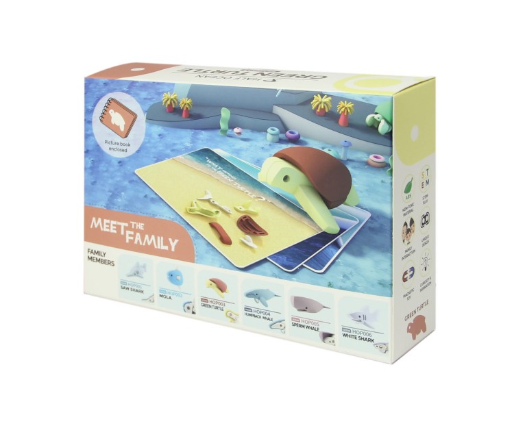 Żółw morski - układanka magnetyczna 3D z książeczką Half Ocean Halftoys 2