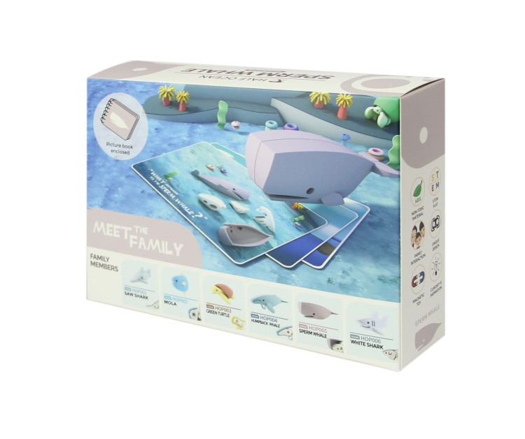 Wieloryb - układanka magnetyczna 3D z książeczką Half Ocean Halftoys 3