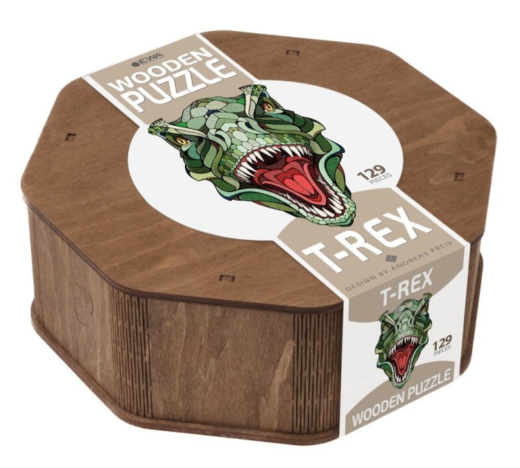Drewniane puzzle konturowe 3D EWA Eco-Wood-Art - pudełko T-Rex