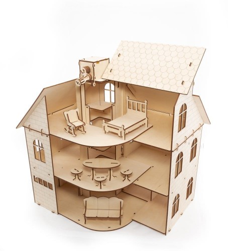 Domek dla lalek - puzzle 3D - 131 elem. EWA Eco-Wood-Art 1