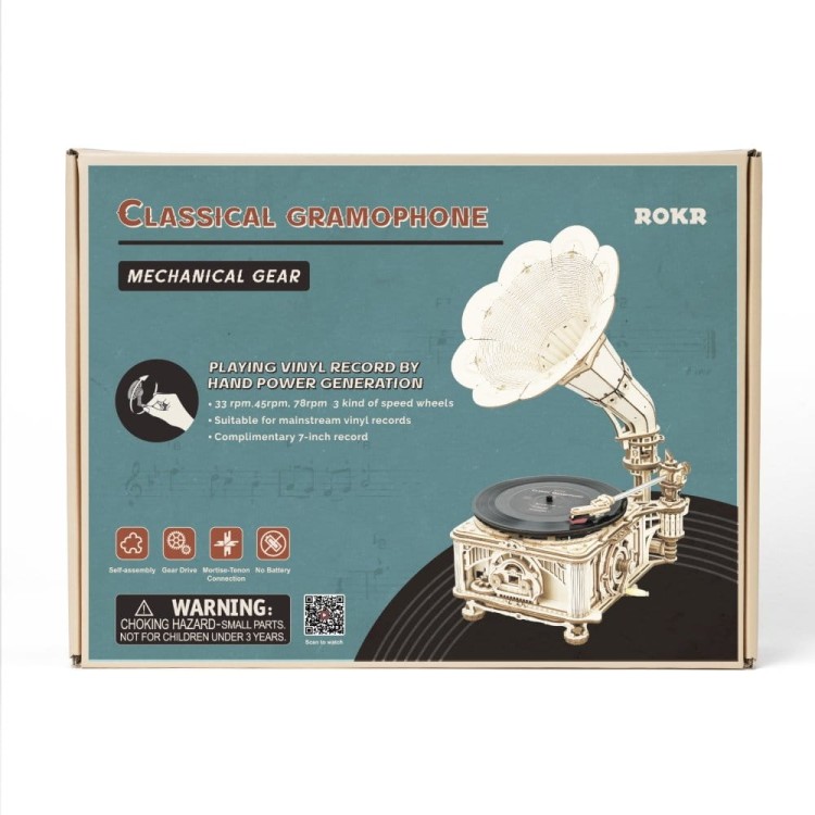Gramofon - grający model 3D DIY 424 elem. Robotime 1