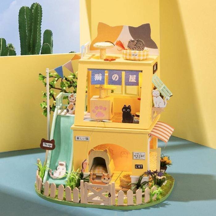 Koci domek drewniany mini domek DIY model 3D Robotime 7