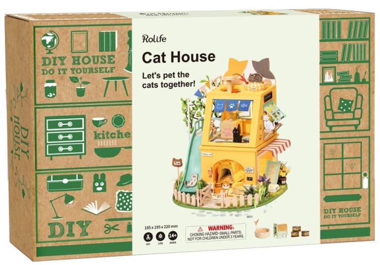 Koci domek drewniany mini domek DIY model 3D Robotime 1