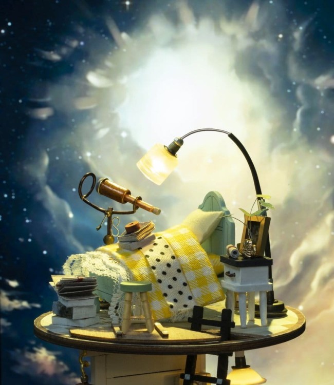 Domek z kopułą w tubie - drewniany mini domek DIY model 3D Robotime 2