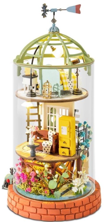 Domek z kopułą w tubie - drewniany mini domek DIY model 3D Robotime 6