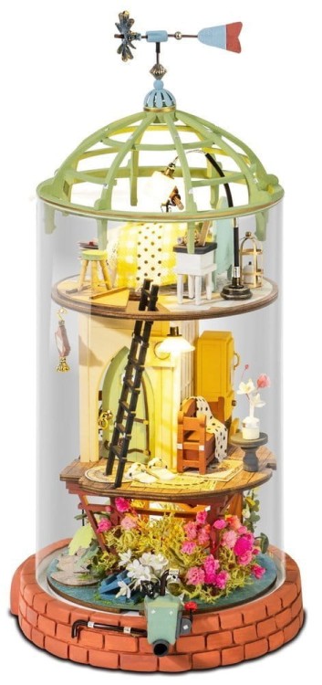 Domek z kopułą w tubie - drewniany mini domek DIY model 3D Robotime 7