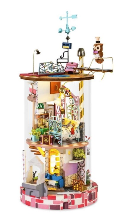 Kwiecisty domek w tubie - drewniany mini domek DIY model 3D Robotime