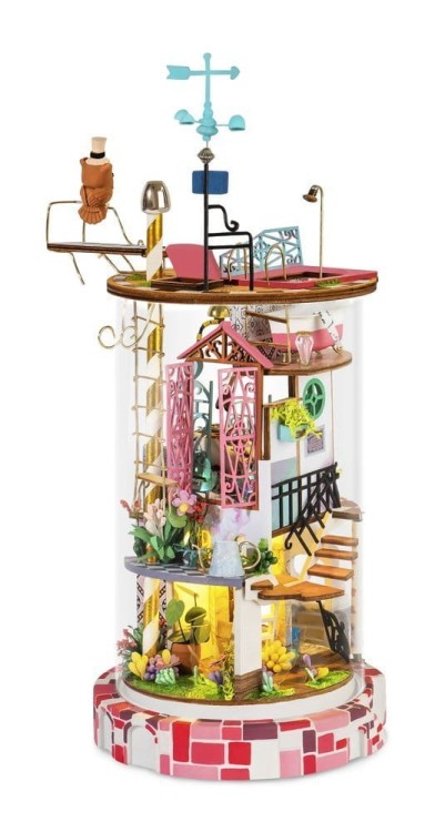 Kwiecisty domek w tubie - drewniany mini domek DIY model 3D Robotime 2