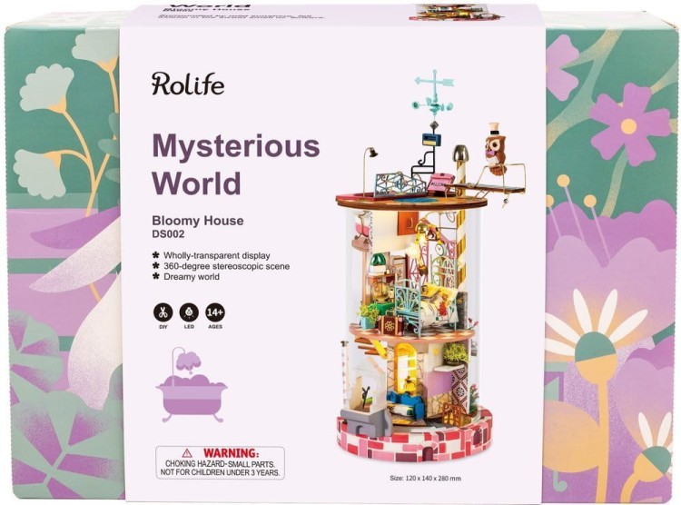 Kwiecisty domek w tubie - drewniany mini domek DIY model 3D Robotime 1
