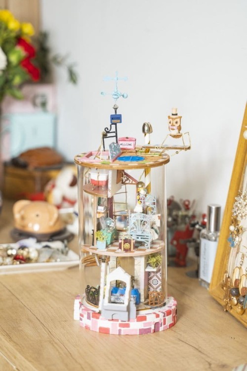 Kwiecisty domek w tubie - drewniany mini domek DIY model 3D Robotime 3