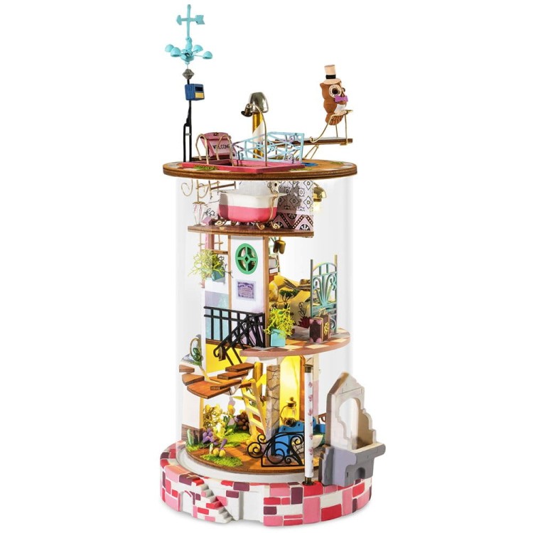 Kwiecisty domek w tubie - drewniany mini domek DIY model 3D Robotime 5