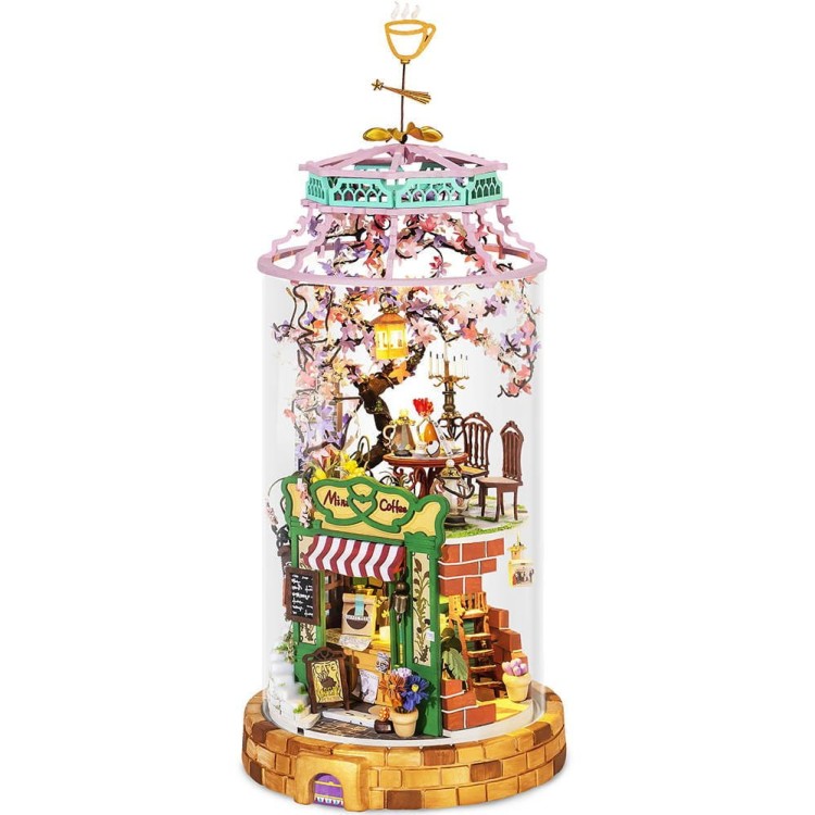 Magiczna kawiarnia w tubie - drewniany mini domek DIY model 3D Robotime