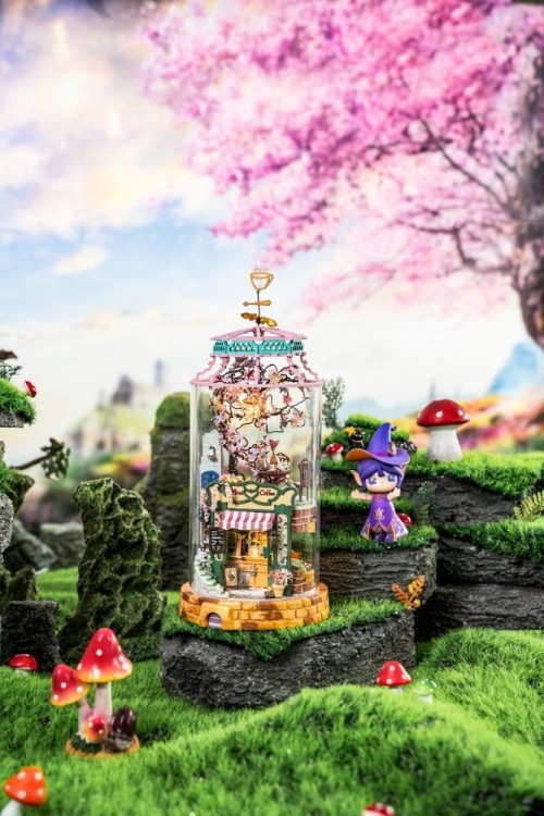 Magiczna kawiarnia w tubie - drewniany mini domek DIY model 3D Robotime 6