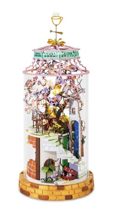 Magiczna kawiarnia w tubie - drewniany mini domek DIY model 3D Robotime 9
