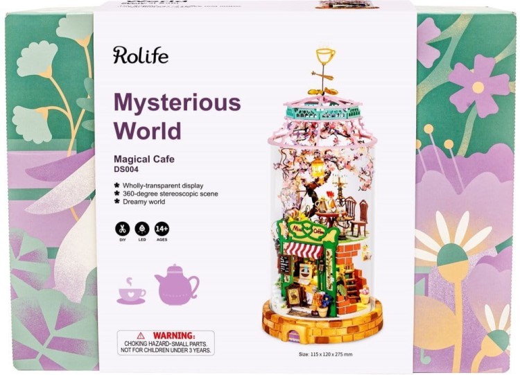 Magiczna kawiarnia w tubie - drewniany mini domek DIY model 3D Robotime 1