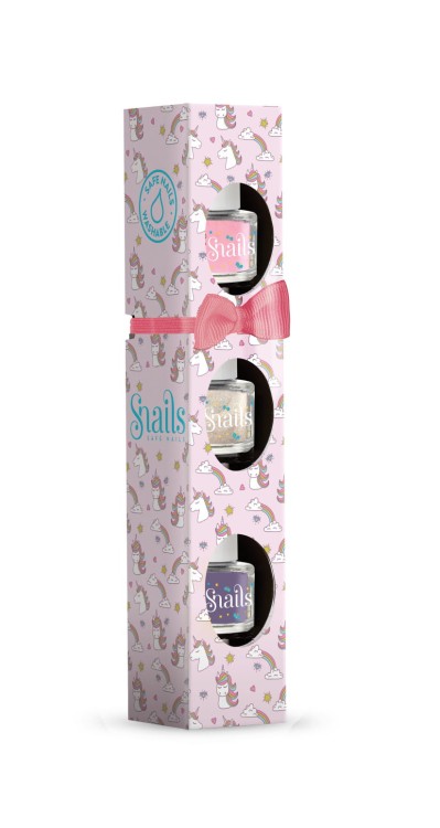 Zmywalne lakiery do paznokci dla dzieci zestaw 3 szt.Snails Unicorn