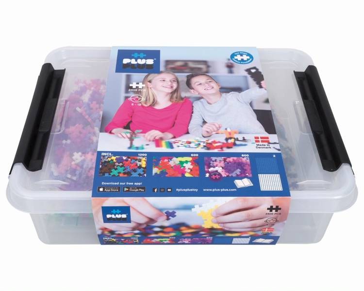 klocki plus-plus mini 2400 el. MIX Basic, Neon, Brokat + 2 płytki 2