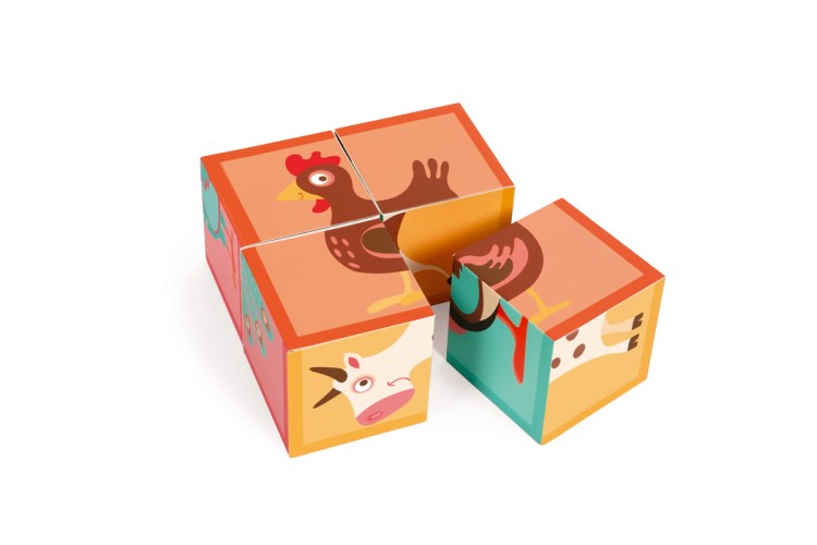 Puzzle FARMA układanka 4 klocki kostki Scratch