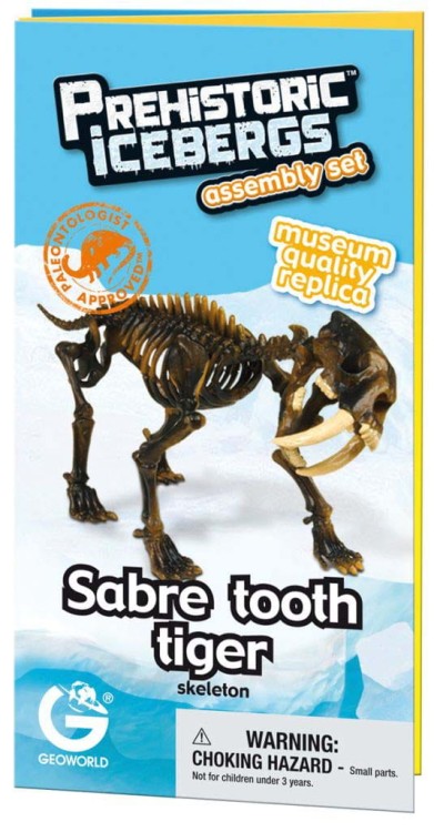 TYGRYS SZABLOZĘBNY góra lodowa Epoka Lodowcowa 23 cm szkielet Geoworld