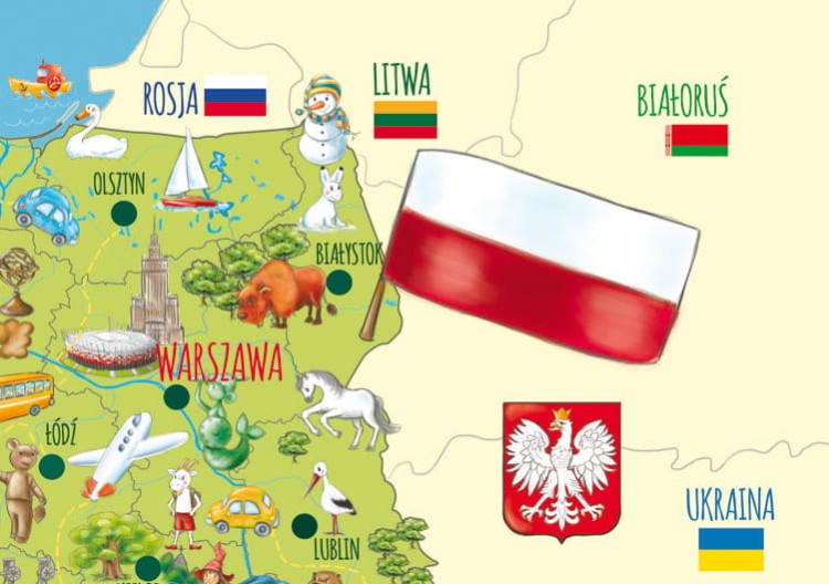 Naklejka ścienna MAPA edukacyjna Polski Tuloko