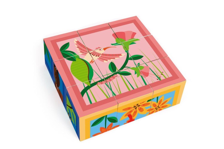 Puzzle DŻUNGLA układanka 9 klocków kostki Scratch