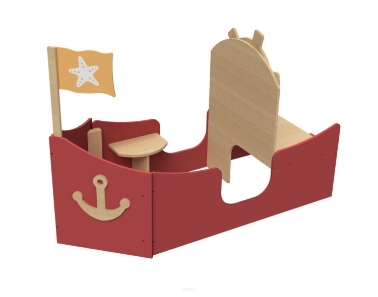 Micki drewniana duża łódka statek mebel edukacyjny wyposażenie.jpg