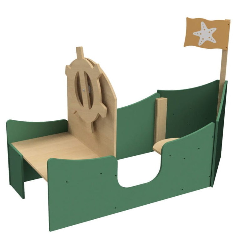 Micki drewniana duża łódka statek mebel edukacyjny do sali zabaw.jpg