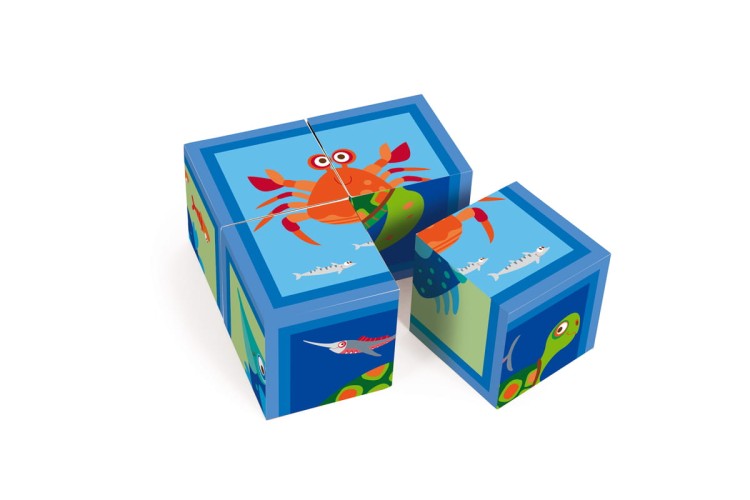 Puzzle OCEAN układanka 4 klocki kostki Scratch