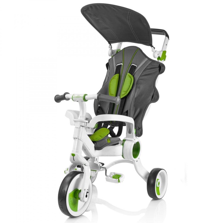 Spacerówka i rowerek trójkołowy 2w1 - Galileo Strollcycle - biało-zielony