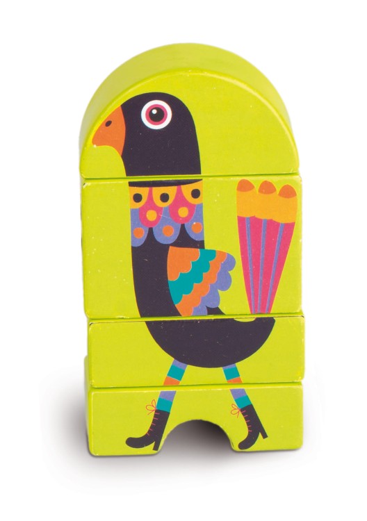 drewniane klocki z magnesami układanka paw