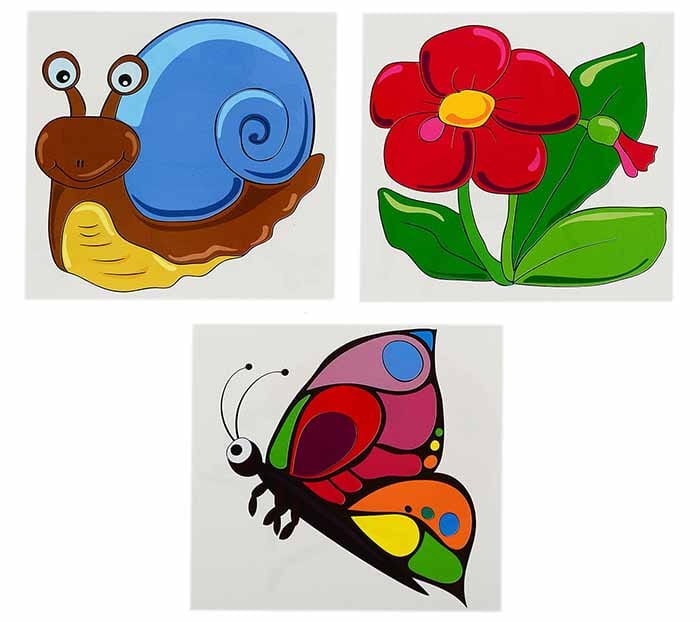 Układanka 9 klocków drewnianych ŁĄKA zwierzęta Safari 6 obrazków Pilch