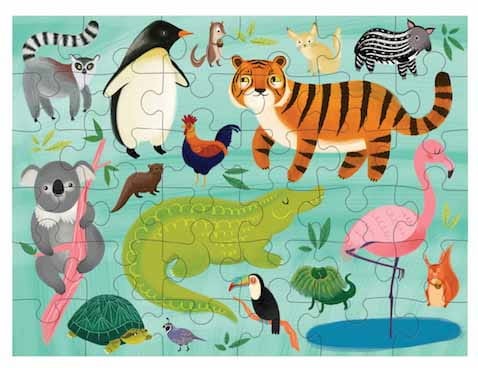  Puzzle podróżne w woreczku ZWIERZĘTA ŚWIATA 36 elementów Mudpuppy