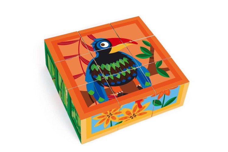 Puzzle DŻUNGLA układanka 9 klocków kostki Scratch