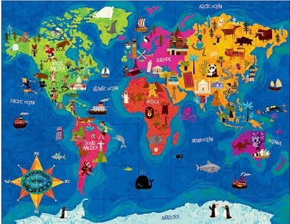 Puzzle 63 elementy Mapa świata Mudpuppy