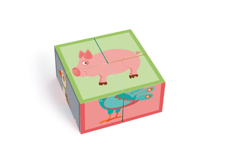 Puzzle FARMA układanka 4 klocki kostki Scratch