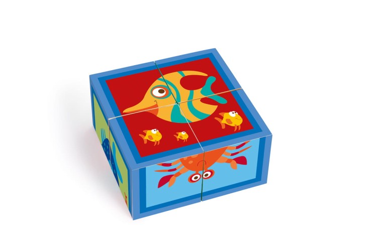 Puzzle OCEAN układanka 4 klocki kostki Scratch