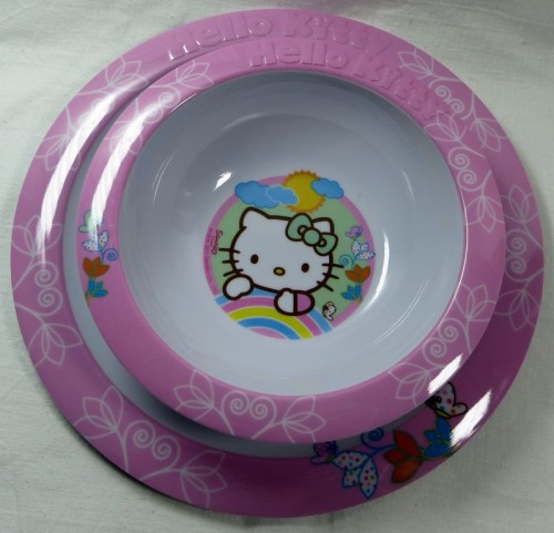 Komplet dla dziecka talerz+miska Hello Kitty jasny róż