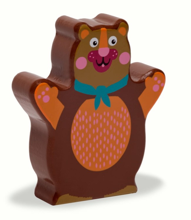 grzechotka miś drewniana oops