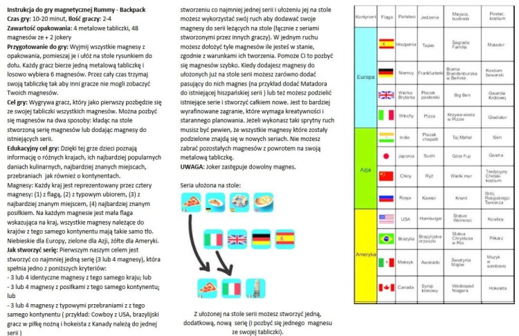 Gra magnetyczna podróżna Rummy - Backpack The Purple Cow