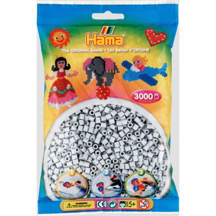 Koraliki do zaprasowania MIDI jasny popiel 3000 sztuk w torebce HAMA