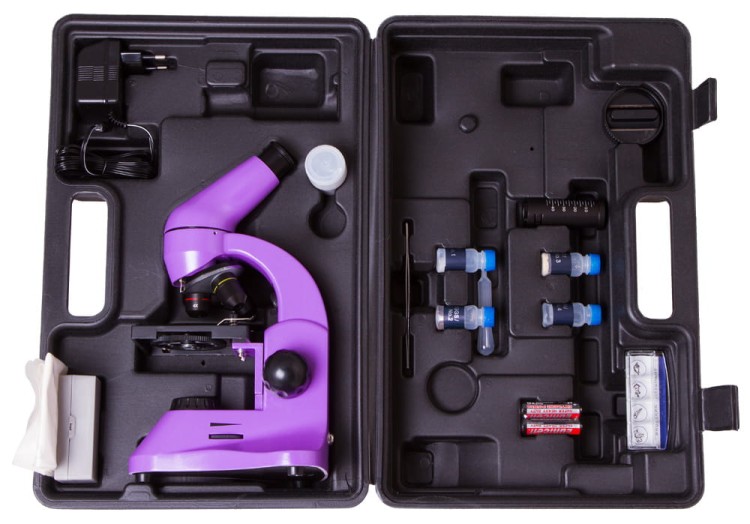 Mikroskop Rainbow 50L PLUS Amethyst fioletowy Levenhuk + GRATIS zestaw K50 do eksperymentów