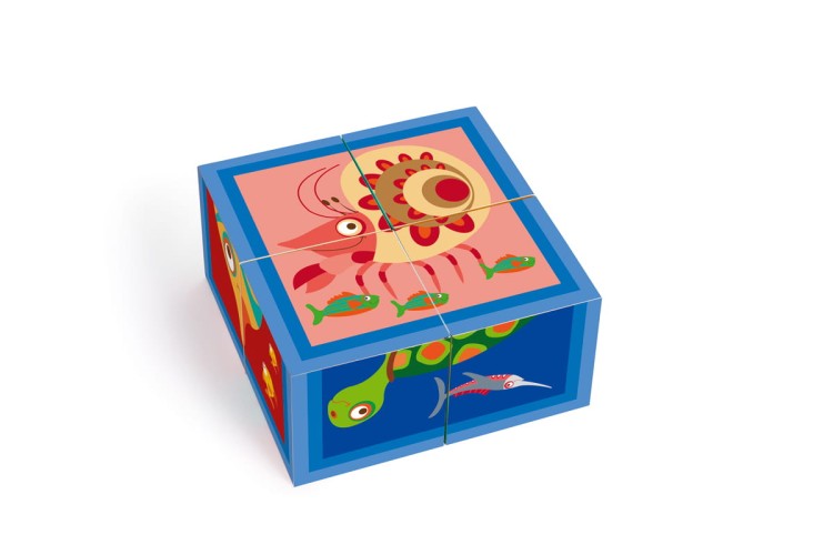 Puzzle OCEAN układanka 4 klocki kostki Scratch
