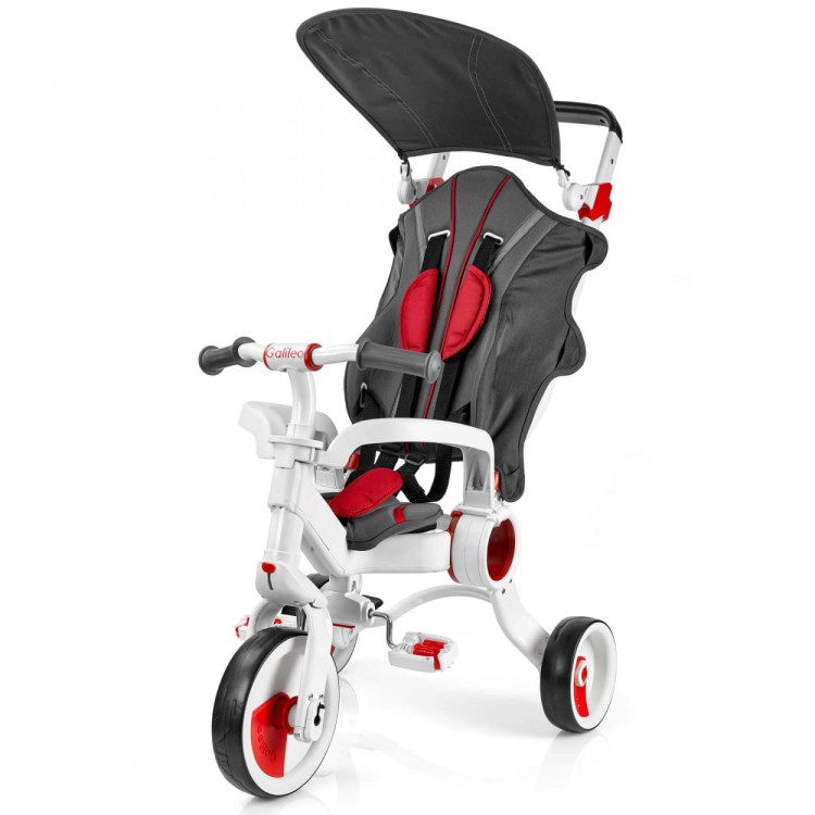 Spacerówka i rowerek trójkołowy 2w1 - Galileo Strollcycle - biało-czerwony