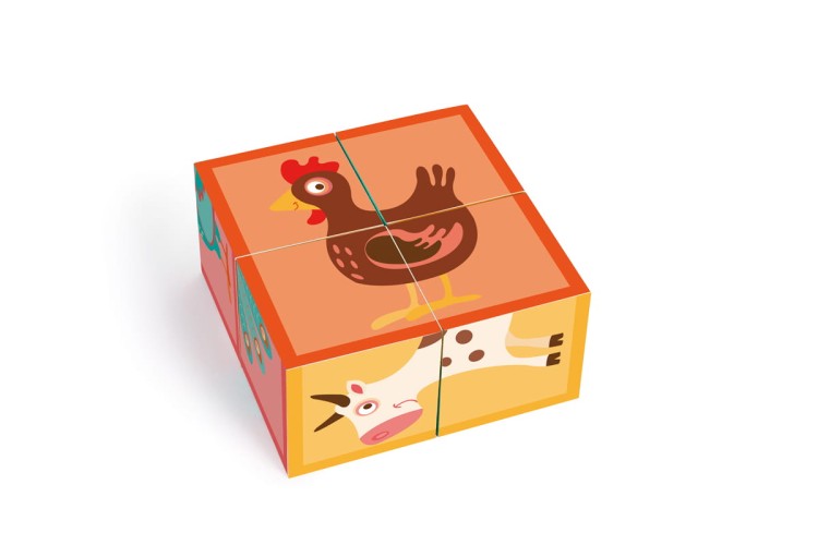 Puzzle FARMA układanka 4 klocki kostki Scratch