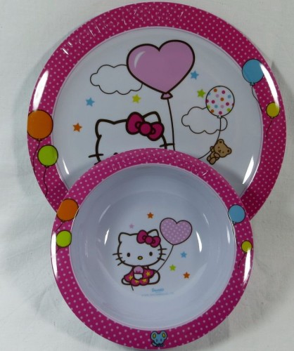 Komplet dla dziecka talerz + miska Hello Kitty ciemny róż